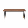 63" Brown Wood Dining Table with Black Steel Legs