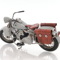 6" Grey Metal Hand Painted Decorative Motorcycle