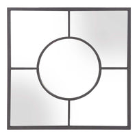 Graphite Geometric Design Square Metal Wall Mirror