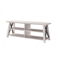 60" Gray And White Particle Board And Mdf Open Shelving TV Stand