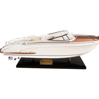 11" White Wood Yacht Model Sculpture