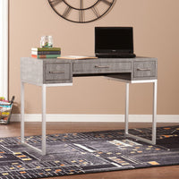 Modern Gray and Silver Faux Snakeskin Desk