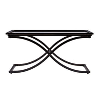 42" Black Glass And Metal Rectangular Coffee Table