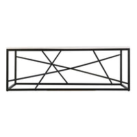 50" Black And White Faux Marble and Metal Geo Rectangular Coffee Table