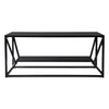 42" Black Glass And Metal Rectangular Coffee Table