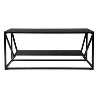 42" Black Glass And Metal Rectangular Coffee Table