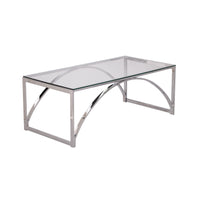 48" Chrome Glass And Metal Rectangular Coffee Table