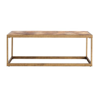 48" Natural And Natural Brown Solid Wood And Metal Rectangular Coffee Table