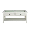 44" Off And White And Off-White Glass And Metal Rectangular Coffee Table