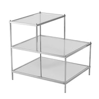 24" Silver And Clear Glass Tiered Rectangular End Table