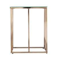 24" Champagne Glass And Iron Square End Table