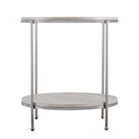 24" Chrome Manufactured Wood And Iron Rectangular End Table With Shelf