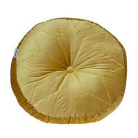 Round Tufted Yellow Velvet Floor Pillow