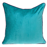 Teal and Gold Reversible Square Velvet Throw Pillow