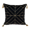 Black and Gold Geo Velvet Throw Pillow with Gold Tassels