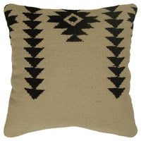 Black Beige Mod Tribal Down Filled Throw Pillow