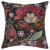 Black Red Jacobean Floral Appliqued Throw Pillow