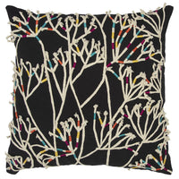 Black Cream Impressionistic Branch Throw Pillow