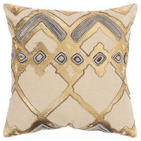 Beige Gold Foil Distressed Modern Throw Pillow