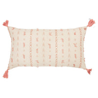 Blush Beige Tribal Inspired Tasseled Lumbar Pillow