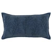 14" x 26" Navy Botanical Pattern Embroidered Lumbar Pillow