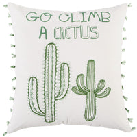 White Green Climb A Cactus Throw Pillow