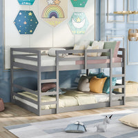 Pastel Gray Full Over Full Dual Ladder Bunk Bed