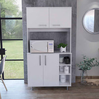 Modern White Kitchen Cabinet with Two Storage Shelves