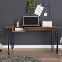 Deco Mahogany and Black Geometric Computer Desk