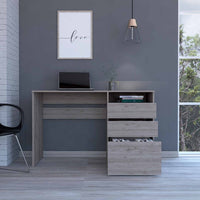 47" Light Gray Computer Desk With Three Drawers