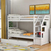 White Twin Over Twin Bunk Bed with Trundle