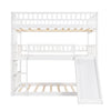 White Full Over Full Over Full Contemporary Bunk Bed With Slide