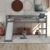 Gray Twin Size Low Loft Bed With Slide