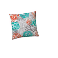 14" X 20" Orange And White Blown Seam Floral Lumbar Indoor Outdoor Pillow