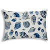 14" X 20" Navy Blue And White Seashells Blown Seam Nautical Lumbar Indoor Outdoor Pillow