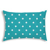 14" X 20" Turquoise Blown Seam Polka Dots Lumbar Indoor Outdoor Pillow