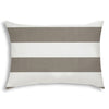 14" X 20" Taupe And Ivory Blown Seam Striped Lumbar Indoor Outdoor Pillow