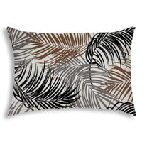 14" X 20" Brown And Black Blown Seam Tropical Lumbar Indoor Outdoor Pillow