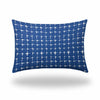 14" X 20" Blue And White Enveloped Abstract Lumbar Indoor Outdoor Pillow Cover