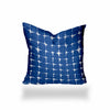 12" X 12" Blue And White Enveloped Gingham Throw Indoor Outdoor Pillow