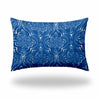 12" X 18" Blue And White Zippered Ikat Lumbar Indoor Outdoor Pillow