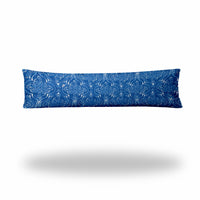 12" X 48" Blue And White Blown Seam Ikat Lumbar Indoor Outdoor Pillow