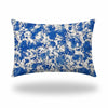 12" X 18" Blue And White Blown Seam Coastal Lumbar Indoor Outdoor Pillow