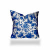 12" X 12" Blue And White Enveloped Throw Indoor Outdoor Pillow Cover