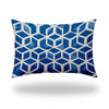 12" X 18" Blue And White Zippered Geometric Lumbar Indoor Outdoor Pillow