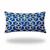 14" X 24" Blue And White Zippered Geometric Lumbar Indoor Outdoor Pillow Cover