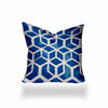 12" X 12" Blue And White Enveloped Honeycomb Throw Indoor Outdoor Pillow Cover
