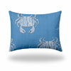 12" X 16" Blue And White Crab Enveloped Coastal Lumbar Indoor Outdoor Pillow