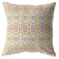 20” Yellow Lavender Geofloral Suede Throw Pillow