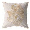 18” Gold White Hamsa Boho Suede Throw Pillow